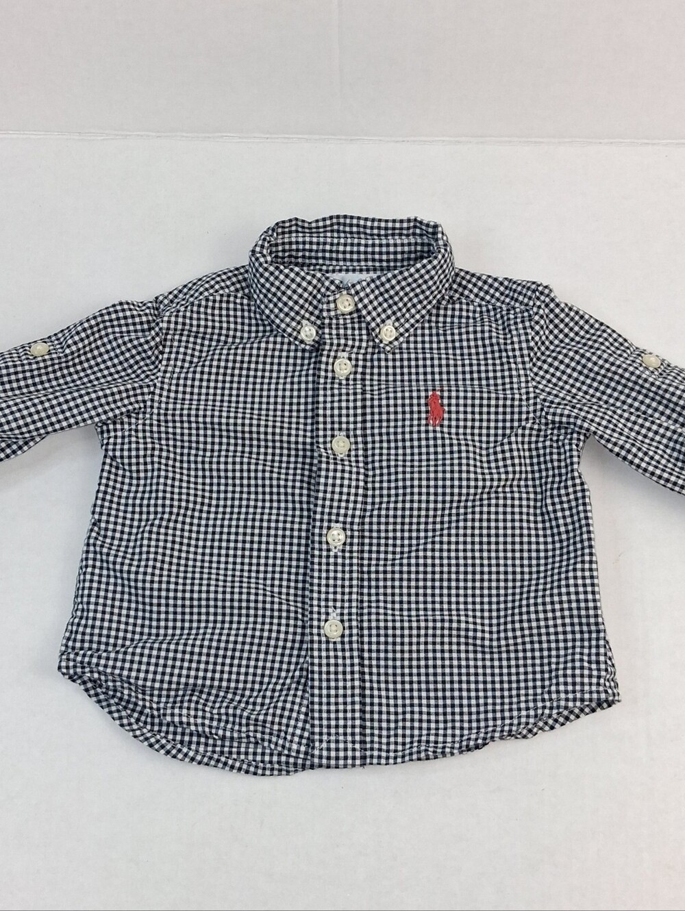 Ralph Lauren Black White Gingham Plaid Button Down Long Sleeve Shirt 3M